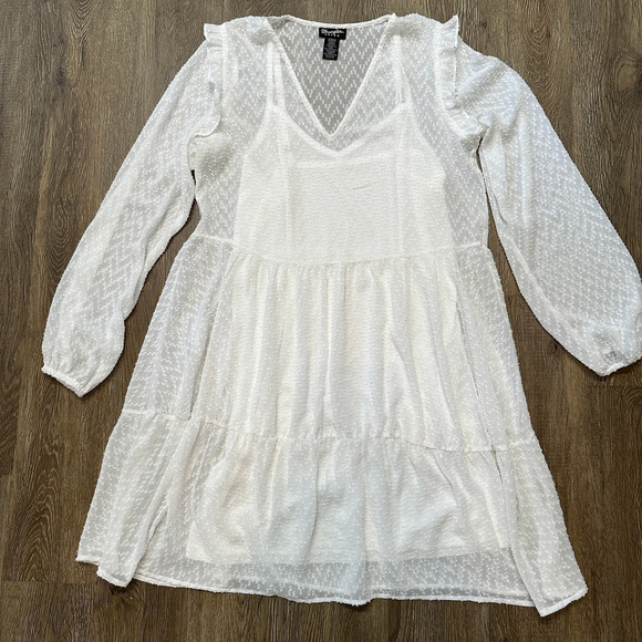 Wrangler Retro White Poet V-Neck Long Sleeve Tiered Western Dress Womens Small - Picture 2 of 7